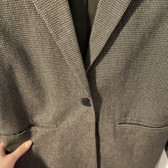 Oak + Fort brown plaid long coat jacket - Picture 4 of 7